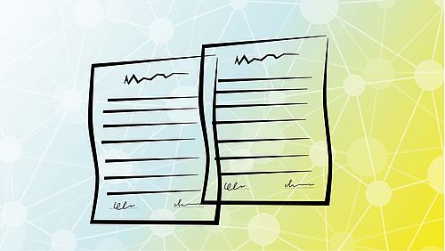 Bild mit zwei gezeichneten Blättern als Symbol für Dokumente
