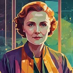 Disegno di Marie Curie nel suo laboratorio