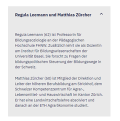 Text über Regula Leemann und Matthias Zürcher aus dem Tagesanzeiger