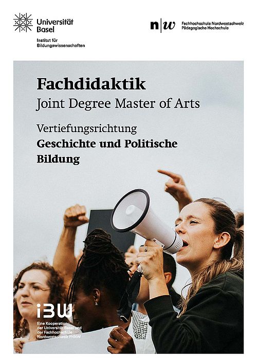 Titelbild des Flyers, Junge Erwachsene auf einer Kundgebung