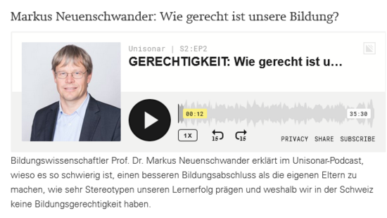 Bild von Podcast auf Unisonar-Homepage
