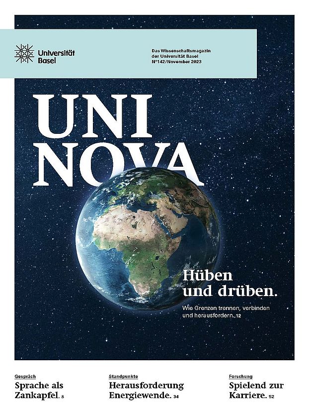 Titelbild des Magazins UNI NOVA mit Erdkugel im All