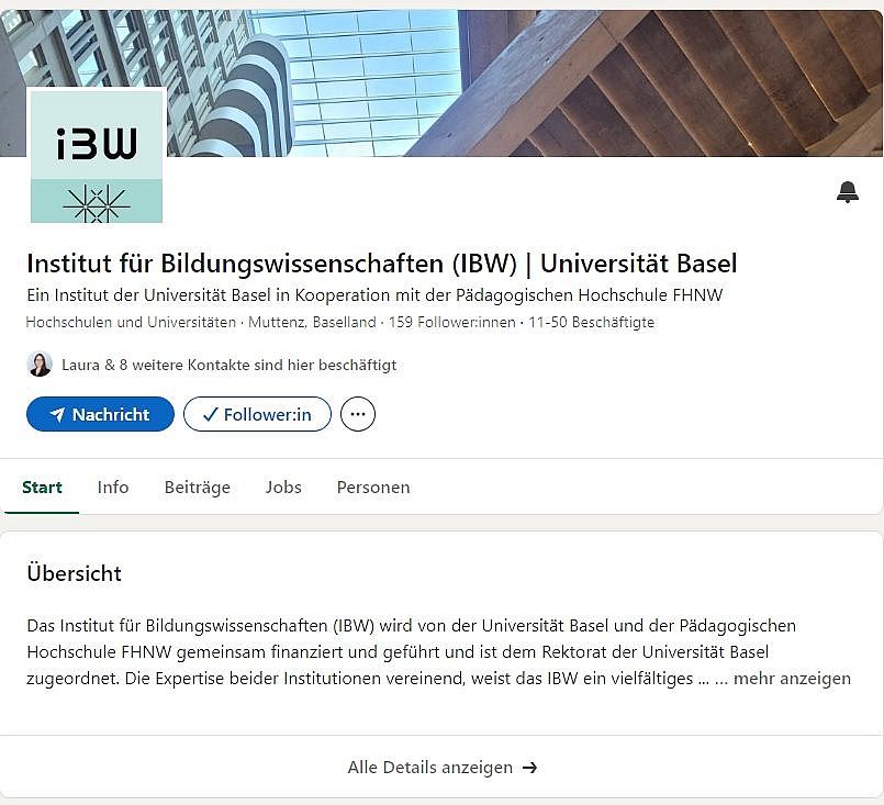 Screenshot vom LinkedIn-Auftritt