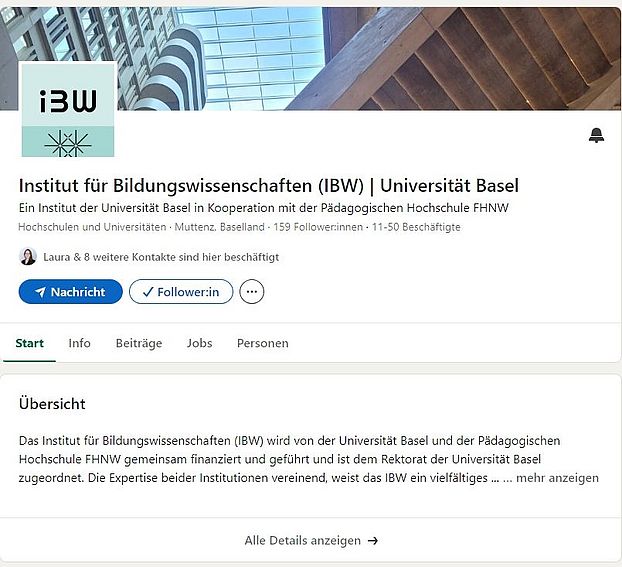 Screenshot vom LinkedIn-Auftritt