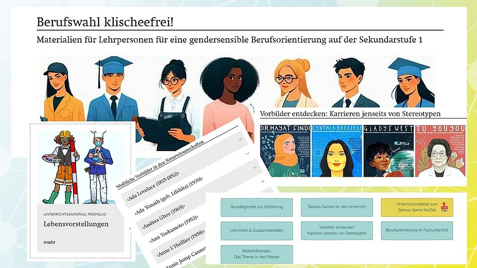 Screenshots von der Homepage Berufswahl klischeefrei